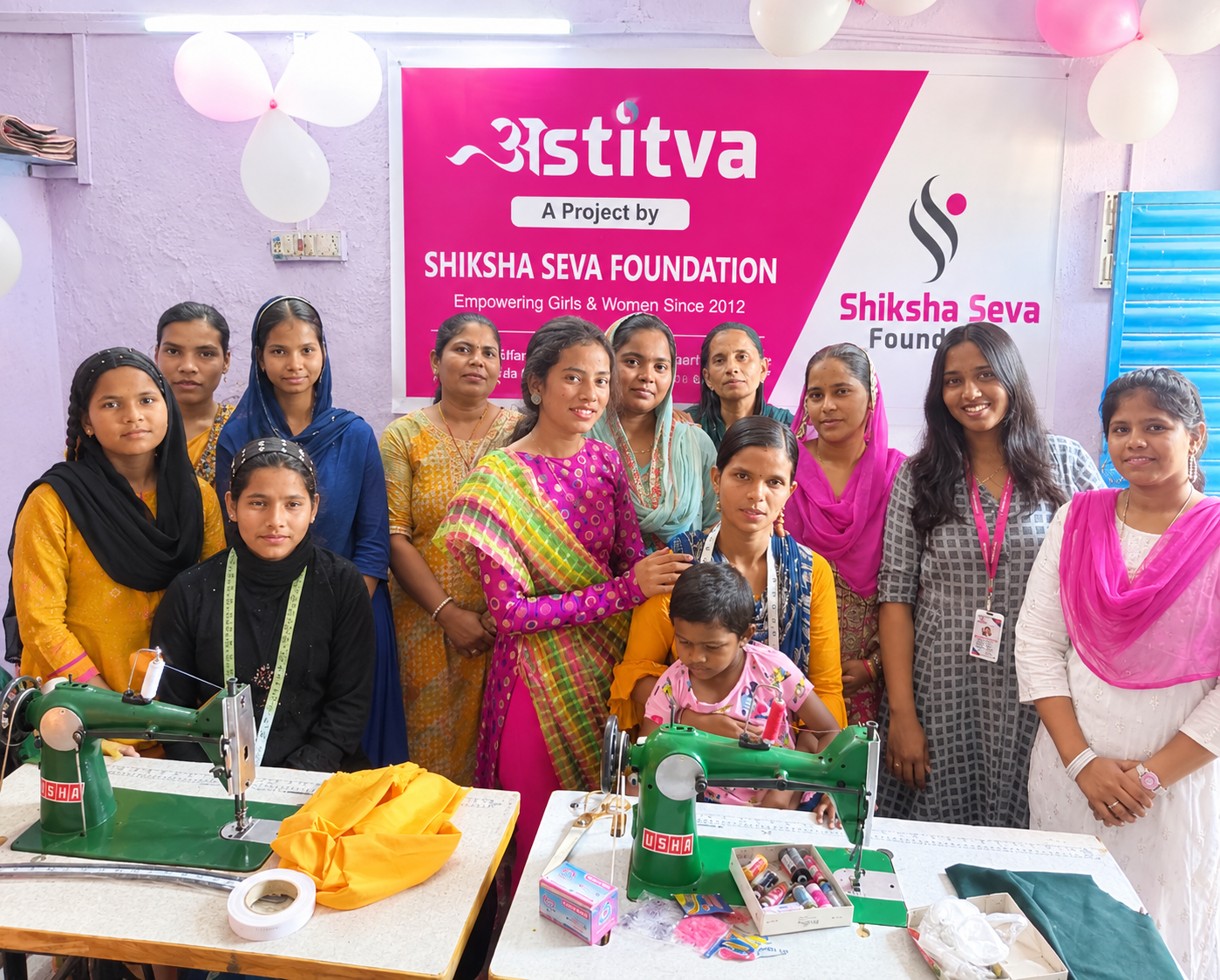Underprivileged women taking part in a life-skills and empowerment program